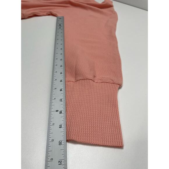 NWT SIMPLE by Suzanne Betro Back Slit Bottom Band Tunic Top Peach Salmon Women L - Picture 9 of 9